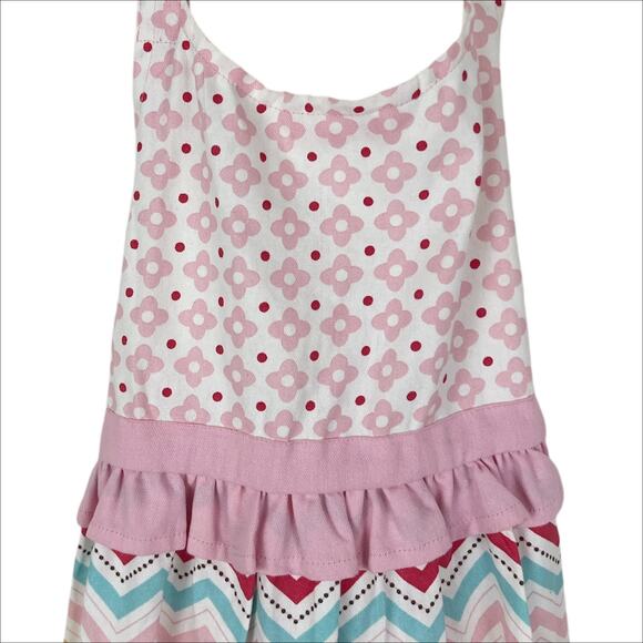 Circo Girls Kids Floral and Chevron Print Ruffle Kitchen Apron Pink - Picture 2 of 6